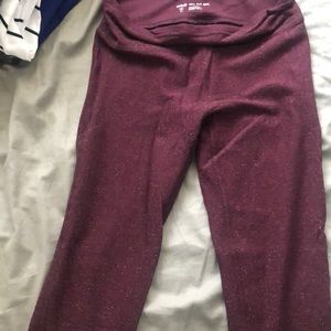 sparkly burgundy leggings